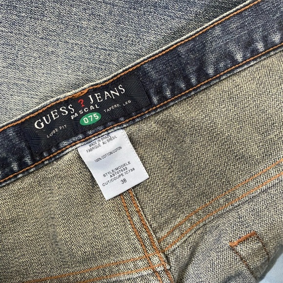 MEN’S GUESS PASCAL LOOSE FIT TAPERED LEG BUTTON FLY SIZE 38X32 UNDONE HEM UNIQUE - Picture 8 of 10